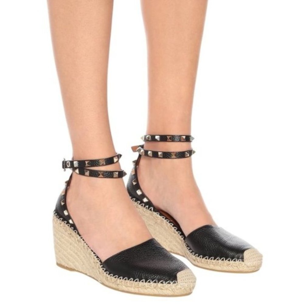New Anthro Maypol Leather Studded Wedge Espadrille